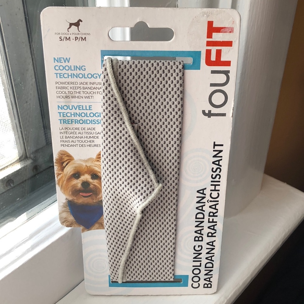 Dog cooling bandana small gray 8”-13”